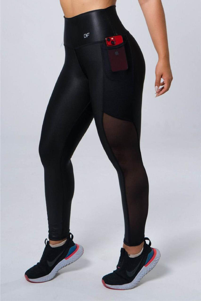 Leggins Brillante con Malla